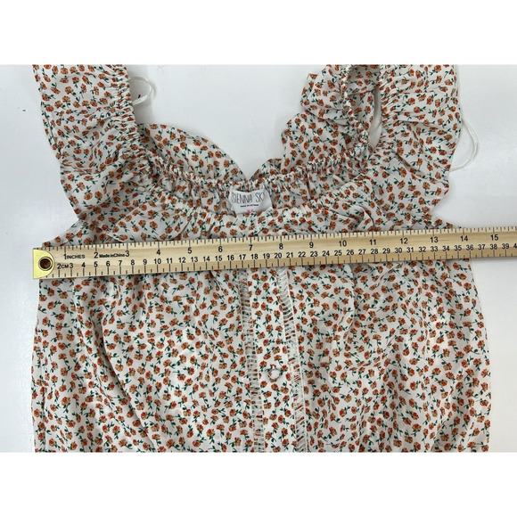 NWTs Womens Sienna Sky Blouse Size XS White Floral Off the Shoulder Button Up - Picture 7 of 12